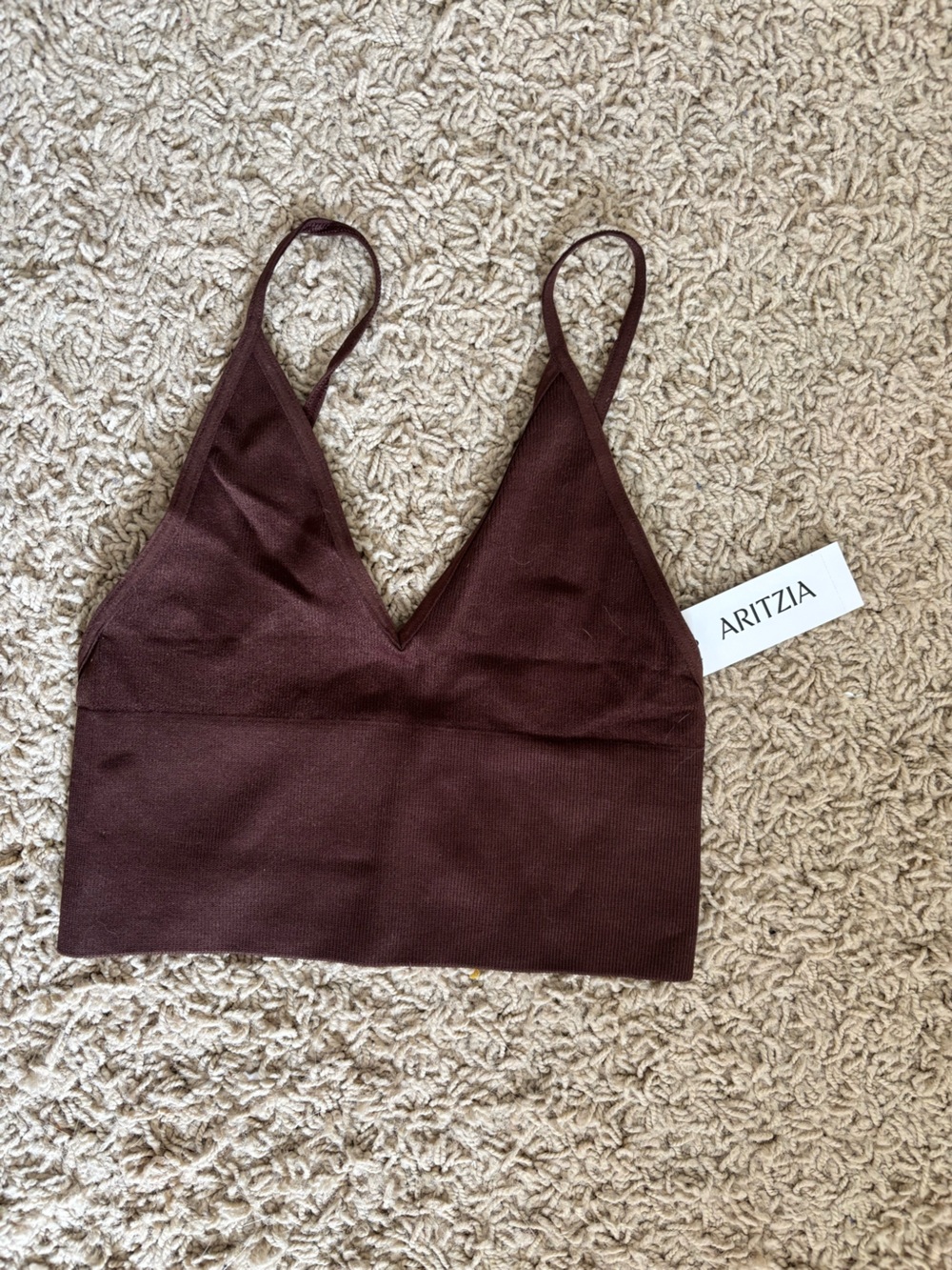 Aritzia Coffee Bean Ribbed Seamless Bralette